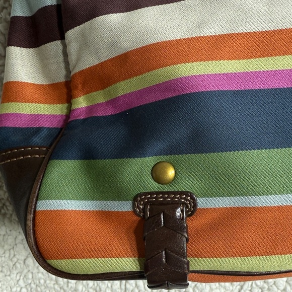 Coach Legacy Stripe Varsity Tote Bag Multicolor Canvas & Brown Leather –  12613 - Picture 10 of 16
